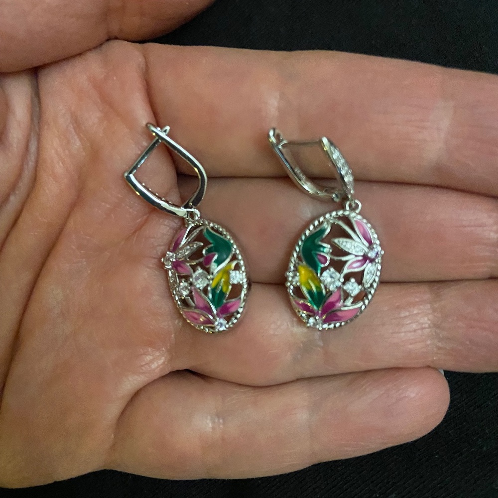Drop Earrings, 925 Silver Filled, New